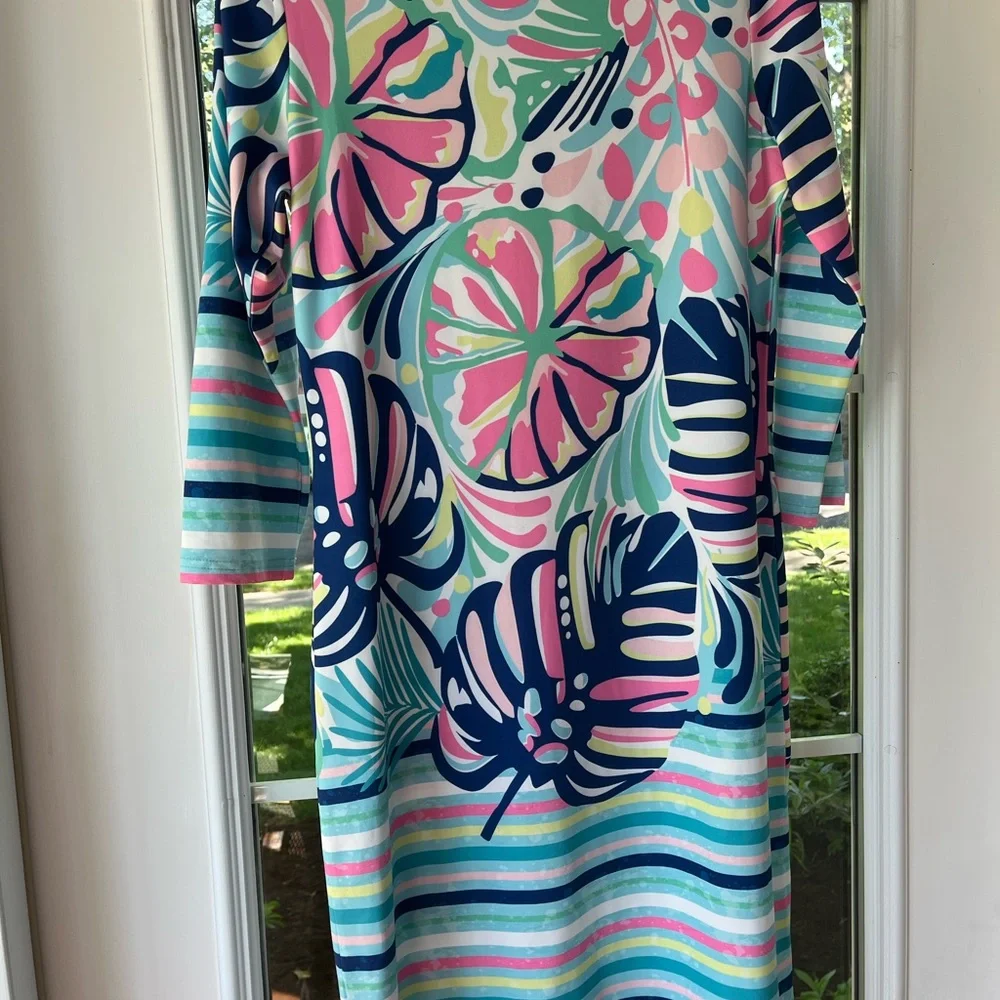 Colorful Floral and Striped Dress - Picture 1 of 2
